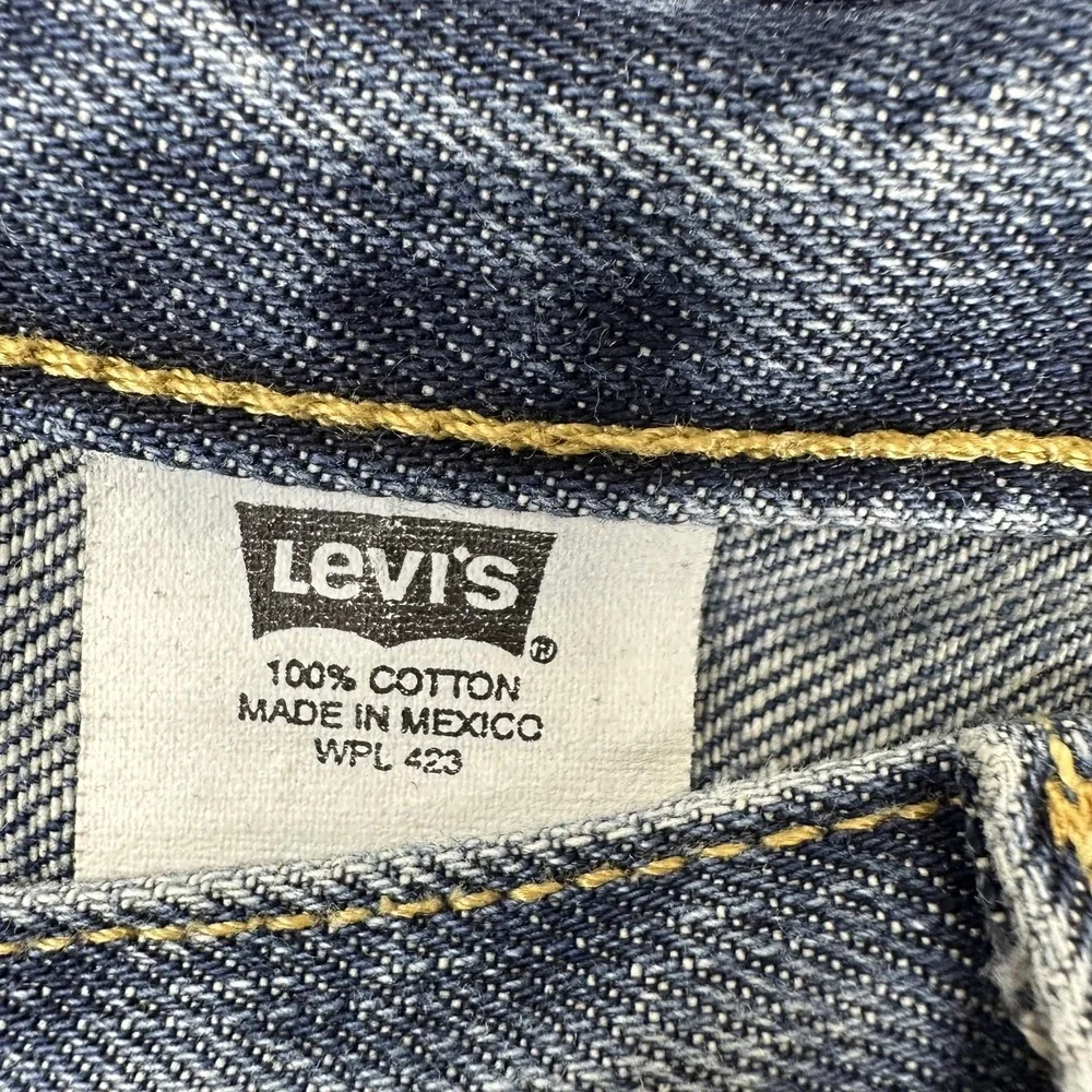 Levis Jeans‎ Mens 36x32 Blue Distressed Medium Wash Regular Straight 5 Pocket